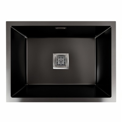 Кухонная мойка Platinum Handmade PVD черная монтаж под столешницу HSB (квадратный сифон 3,0/1,0)