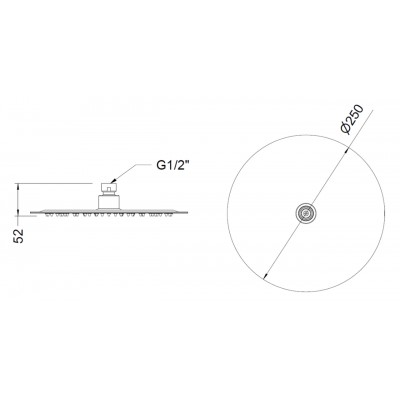 Верхний душ Ø 25см GENEBRE KLOE Brushed Metal Графит R6511052