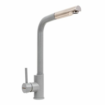 Смеситель кухонный с выдвижной лейкой VALESO Q411B Серый металлик