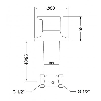 Врезной регулируемый запорный кран GENEBRE BLACK (черный) 1/2” (60170414166)
