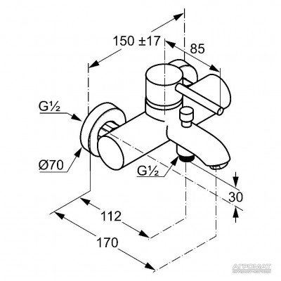 Смеситель для ванной Kludi Bozz 386910576