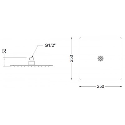 Верхний душ 25 см из нержавеющей стали GENEBRE INOX R6513060