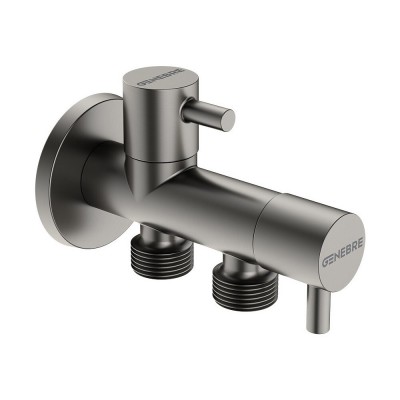 Двойной угловой вентиль GENEBRE KLOE Brushed Metal Графит 1/2" - 1/2" 31130552