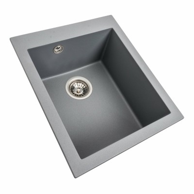 Гранитная мойка для кухни Platinum 4150 SOKIL матовая (серый металлик)