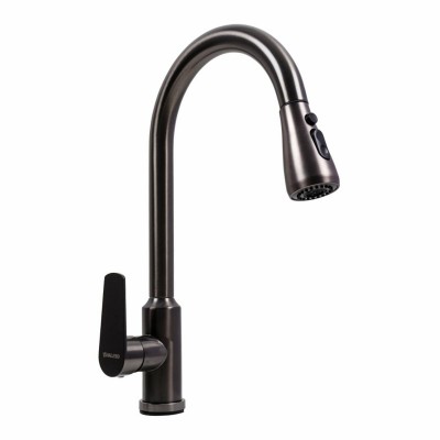 Смеситель кухонный TH38 Valeso PVD черный с выдвижной воронкой