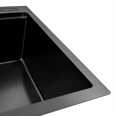 Кухонная мойка 60*50 PVD черная Platinum Handmade с подставкой для ножей