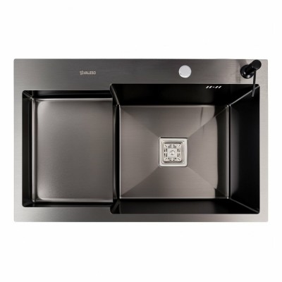 CM 78*50C R Мийка PVD чорна Valeso Handmade з поглибленою полицею (3.0/0.8)