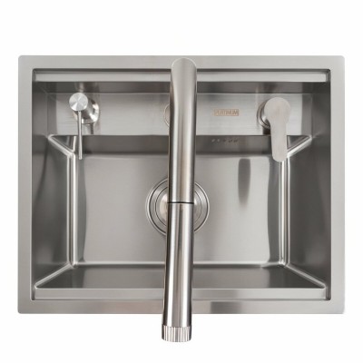 Кухонная мойка скрытая нержавейка Platinum Handmade CM 47*38 + смеситель