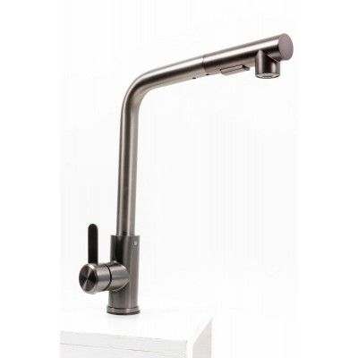 Смеситель кухонный с выдвижной лейкой Platinum FC-3 (PVD черный)