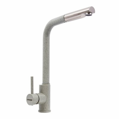 Смеситель кухонный VALESO Q411B СЕРЫЙ (с выдвижной воронкой)