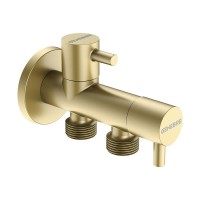 Двойной угловой вентиль GENEBRE KLOE Brushed Gold матовое золото 1/2" - 1/2" 31130551