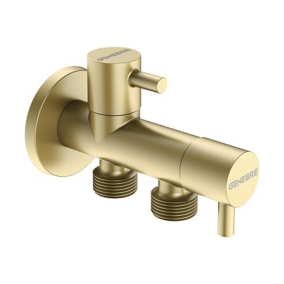 Двойной угловой вентиль GENEBRE KLOE Brushed Gold матовое золото 1/2" - 1/2" 31130551