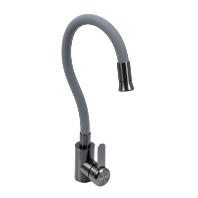 KF63 гнучкий змішувач VALESO (сірий гусак, PVD чорний корпус)