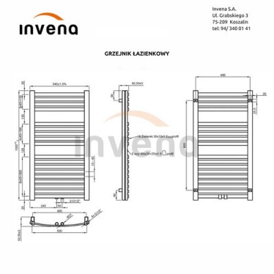 Полотенцесушитель стальная Invena UG-03-100, черный