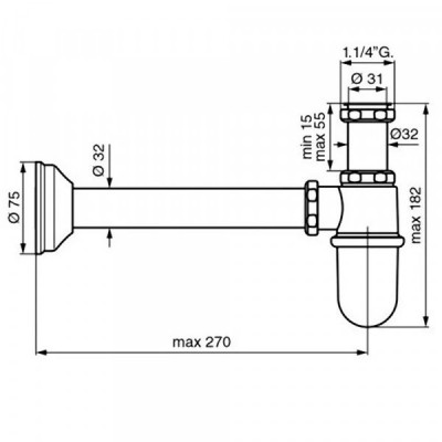 Сифон Emmevi хром 1"1/4 CO6615 CR010