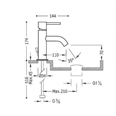 Смеситель для биде с донным клапаном TRES STUDY 26290301D
