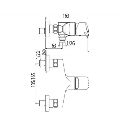 Смеситель душевой с душевым набором TRES K 06916702