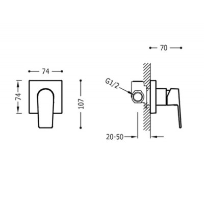 Смеситель для душа TRES PROJECT 21117701NM