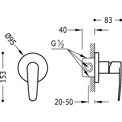 Смеситель для душа Tres FLAT 20417701