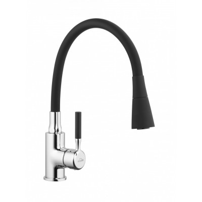 Смеситель для кухни с гибким изливом Invena Hula, черный, BZ-85-L04