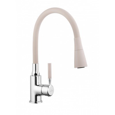 Смеситель для кухни с гибким изливом Invena Hula, бежевый, BZ-85-L03