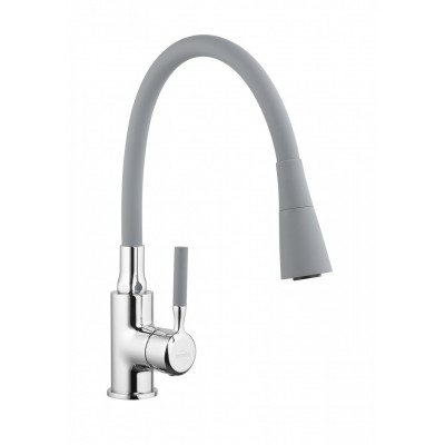 Смеситель для кухни с гибким изливом Invena Hula, серый, BZ-85-L05