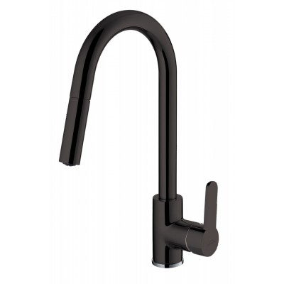 Смеситель для кухни с вытяжным изливом черный Invena Elia BZ-89-W04