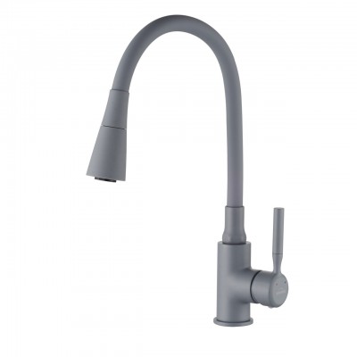 Смеситель для кухни с гибким изливом Invena Hula Plus BZ-85-P05, серый