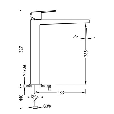Смеситель для умывальника Tres PROJECT 21180301NM Смеситель для умывальника Tres PROJECT 21180301NM
