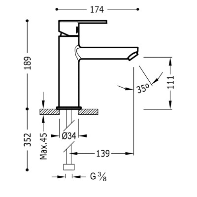 Смеситель для умывальника Tres LEX 181203