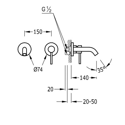 Смеситель для умывальника Tres STUDY EXCLUSIVE 26220080