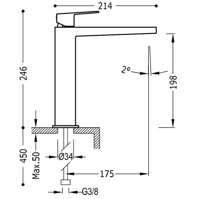 Смеситель для умывальника Tres PROJECT 21120301NM Смеситель для умывальника Tres PROJECT 21120301NM