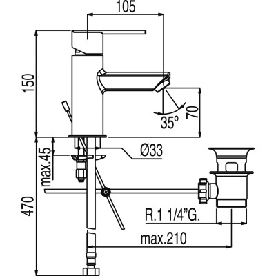 Смеситель для умывальника Tres LEX 181103 Смеситель для умывальника Tres LEX 181103