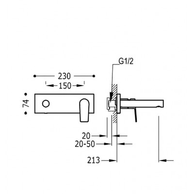 Смеситель для умывальника Tres PROJECT 21120202NM Смеситель для умывальника Tres PROJECT 21120202NM