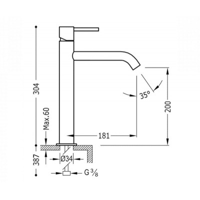 Смеситель для умывальника высокий TRES STUDY 26230701KM
