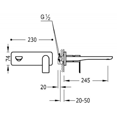 Смеситель для умывальника со стены TRES LOFT 20020002BM Смеситель для умывальника со стены TRES LOFT 20020002BM