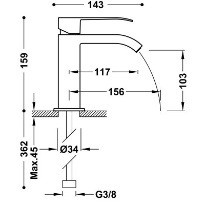Смеситель для умывальника Tres CUADRO 00610101