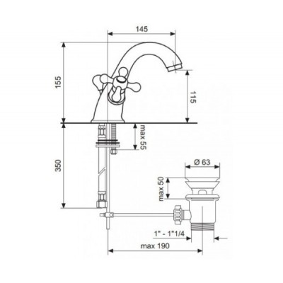 Смеситель для умывальника Emmevi DECO classic BIG хром CR12013