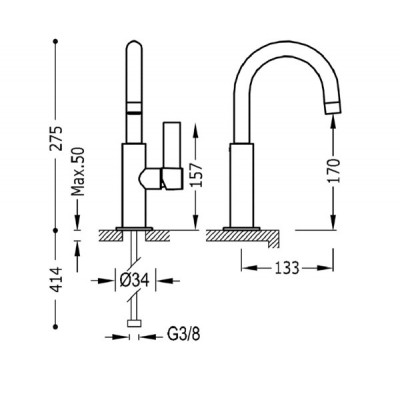 Смеситель для умывальника TRES PROJECT 21190401