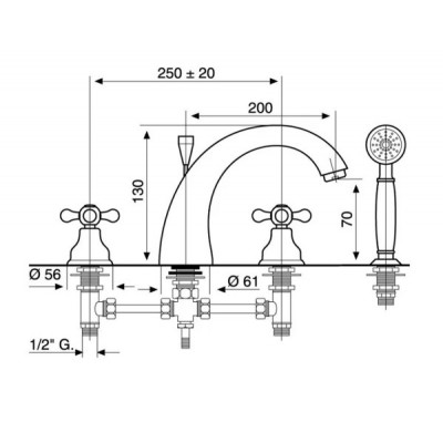 Смеситель для ванны на 4 отверстия EMMEVI DECO CLASSIC BR12120 Смеситель для ванны на 4 отверстия EMMEVI DECO CLASSIC BR12120