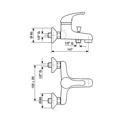 Смеситель для ванны Emmevi GIGLIO золото-хром CO8001G