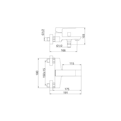 Смеситель для ванны черный Invena Paros BW-09-004