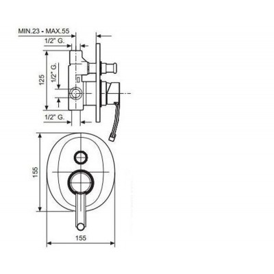 Смеситель для ванны Emmevi PLANET матовый хром встраиваемый SC81019 Смеситель для ванны Emmevi PLANET матовый хром встраиваемый SC81019