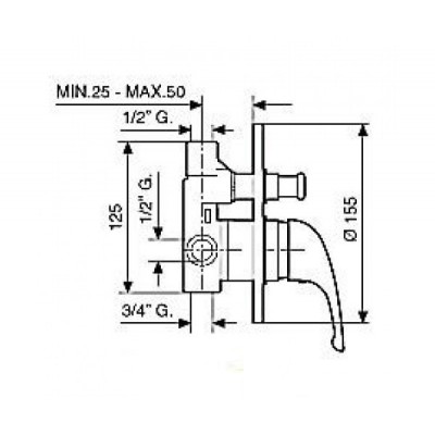 Смеситель для ванны Emmevi GIGLIO врезной CR8019L