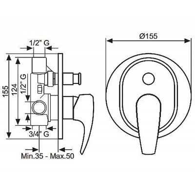 Смеситель для ванны Emmevi KALI встраиваемый хром CR75019 Смеситель для ванны Emmevi KALI встраиваемый хром CR75019