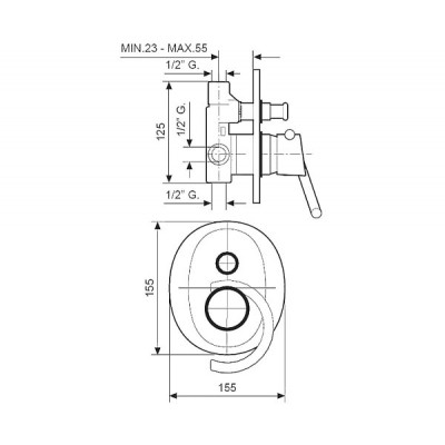 Смеситель для ванной скрытого монажа EMMEVI TWIST CS6619
