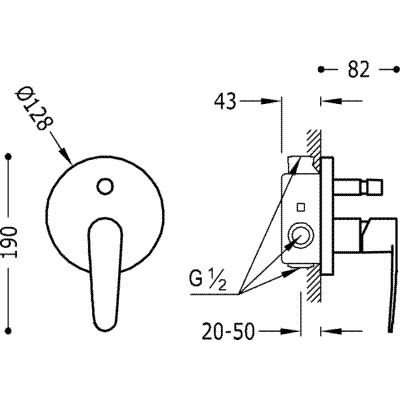 Смеситель встроенный для ванны Tres FLAT 20418001