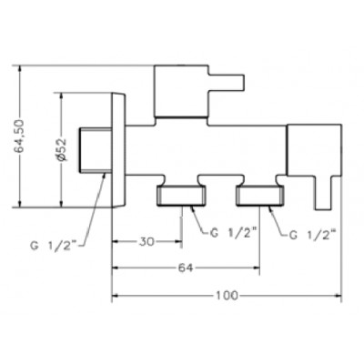 Двойной угловой вентиль GENEBRE 1/2" - 1/2" (310905)