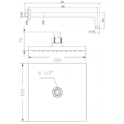 Верхний душ с держателем GENEBRE Ke35cube (R6311226+B6311326)