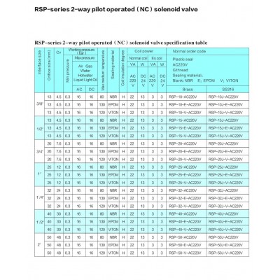 Нормально закрытый клапан косвенного действия 3/4 RSP-20-E-AC220V 0,3-16 bar